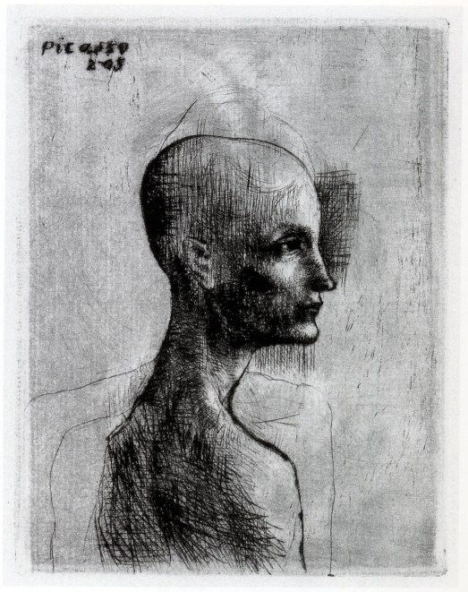 Foto: Pablo Picasso, Buste d’homme, 1905, puntasecca, mm 120x93