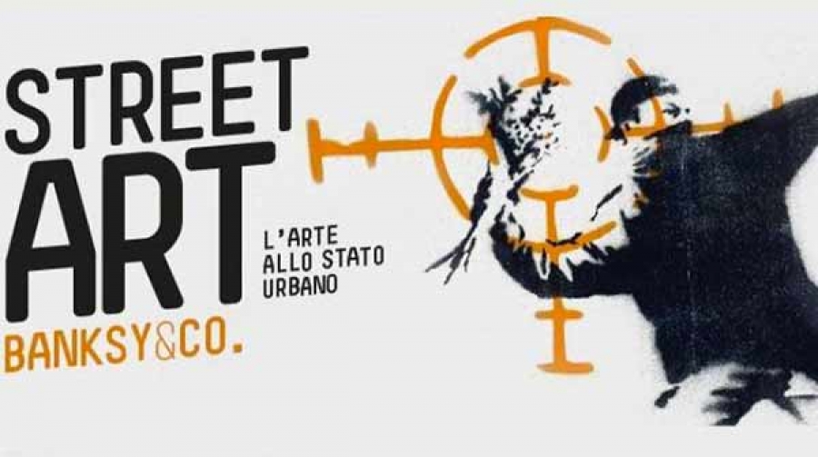 Foto: locandina allestimento Street Art Banksy & Co, a Palazzo Pepoli di Bologna fino al 26 giugno 2016