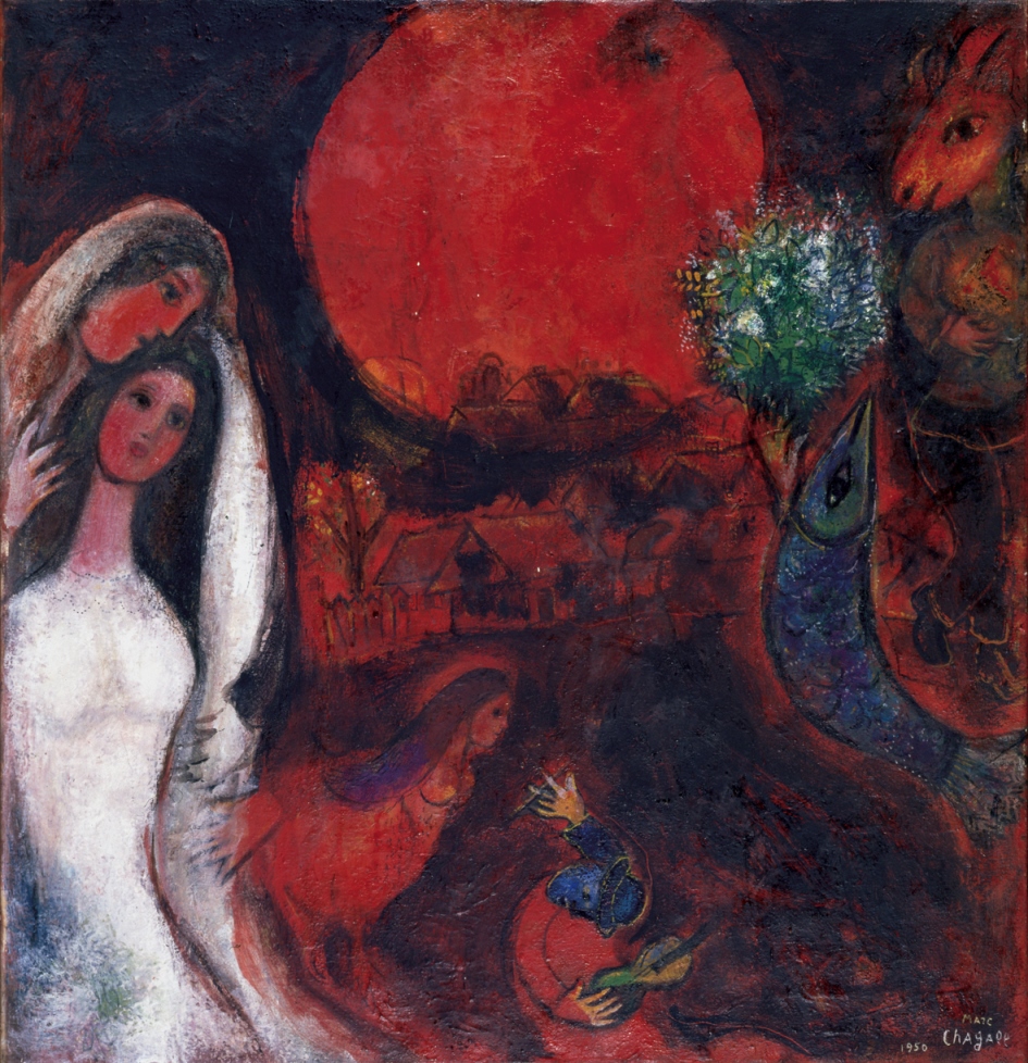 Foto: Marc Chagall - Villaggio con sole offuscato, 1950 - Olio su tela, 73,5x69,5 cm. - Collezione privata © Marc Chagall, by SIAE 2025